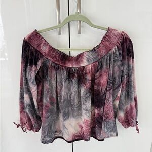 American Eagle Outfitters Off-Shoulder Tie-Dye Blouse